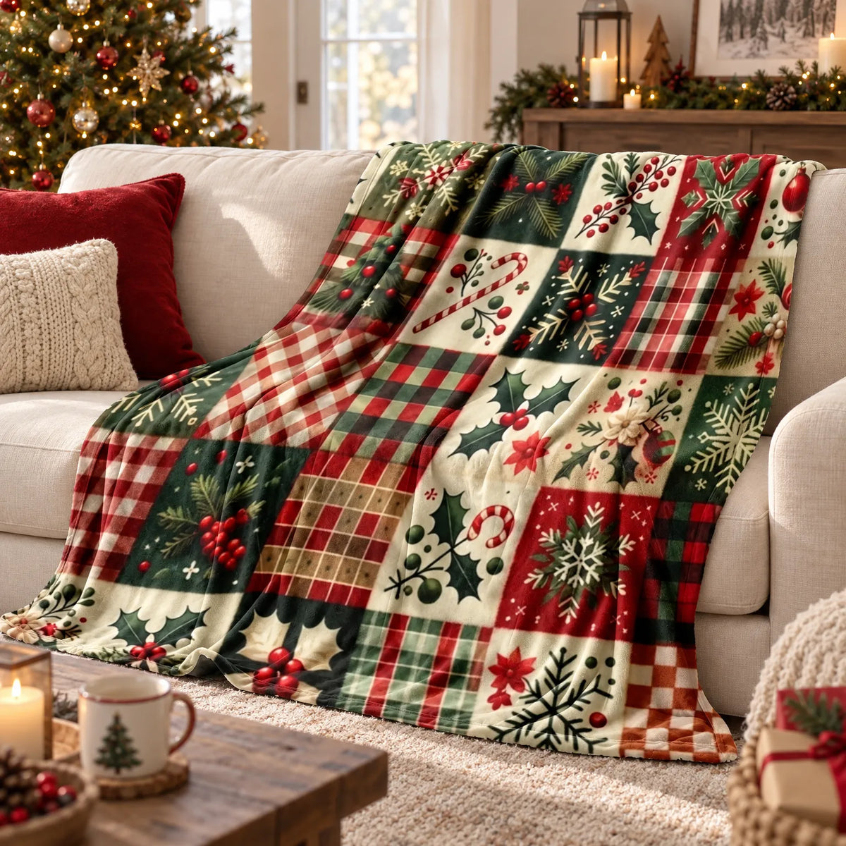 Plush Christmas Holiday Throw Blanket