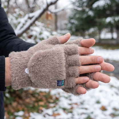 Plush Wrist Length Fingerless Gloves