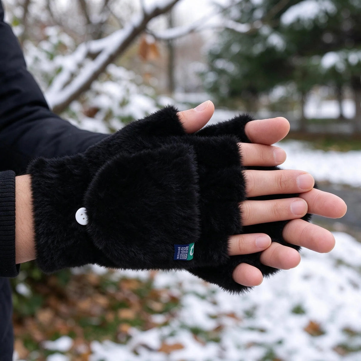 Plush Wrist Length Fingerless Gloves