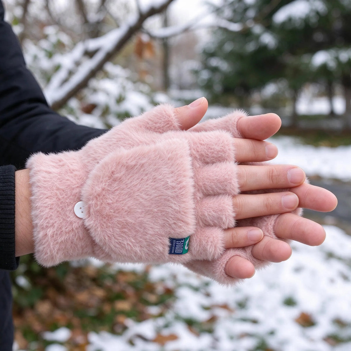 Plush Wrist Length Fingerless Gloves