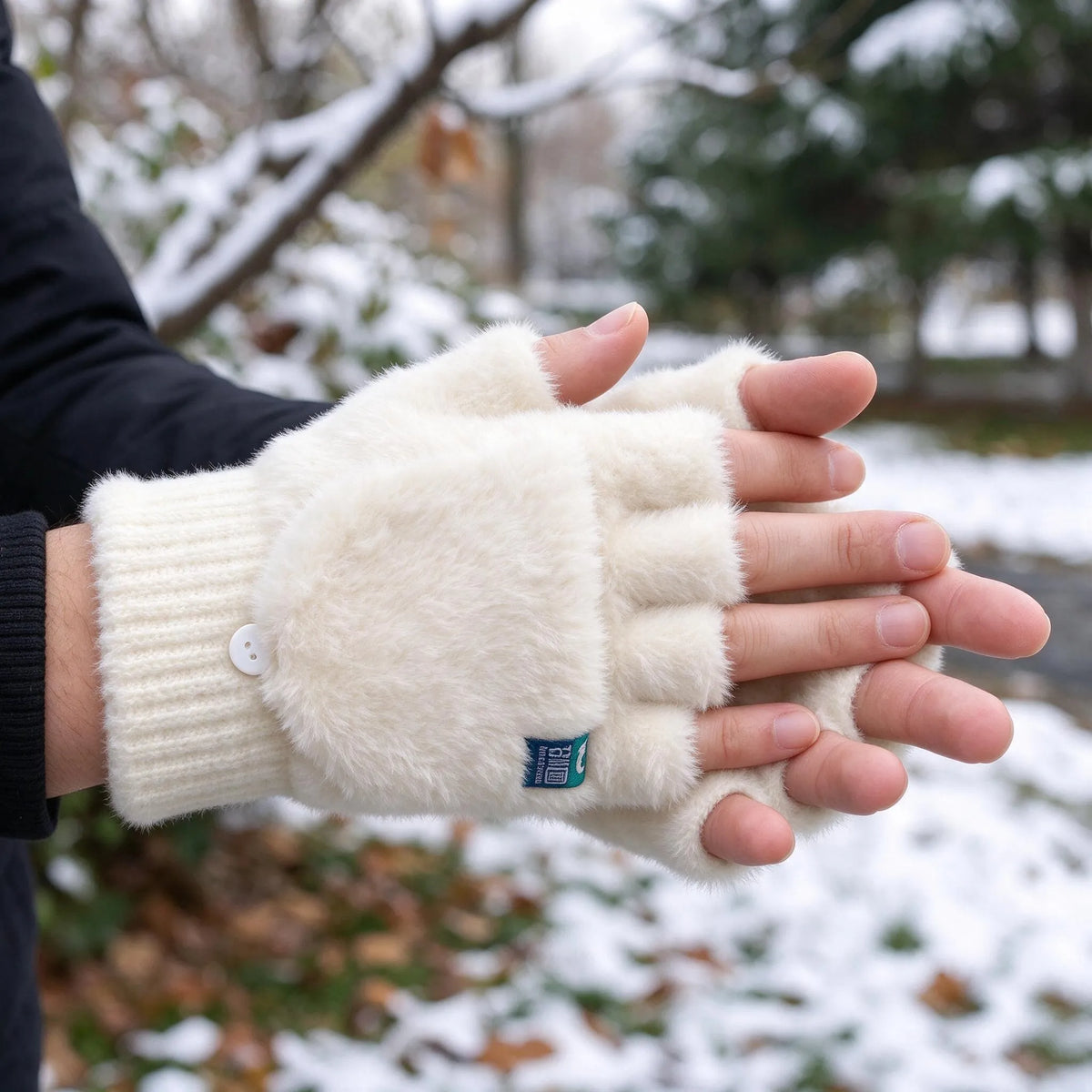 Plush Wrist Length Fingerless Gloves