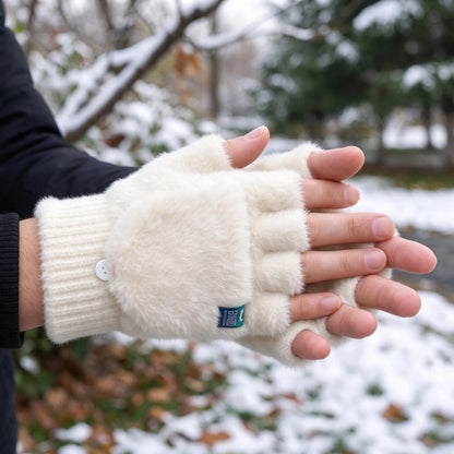 Plush Wrist Length Fingerless Gloves