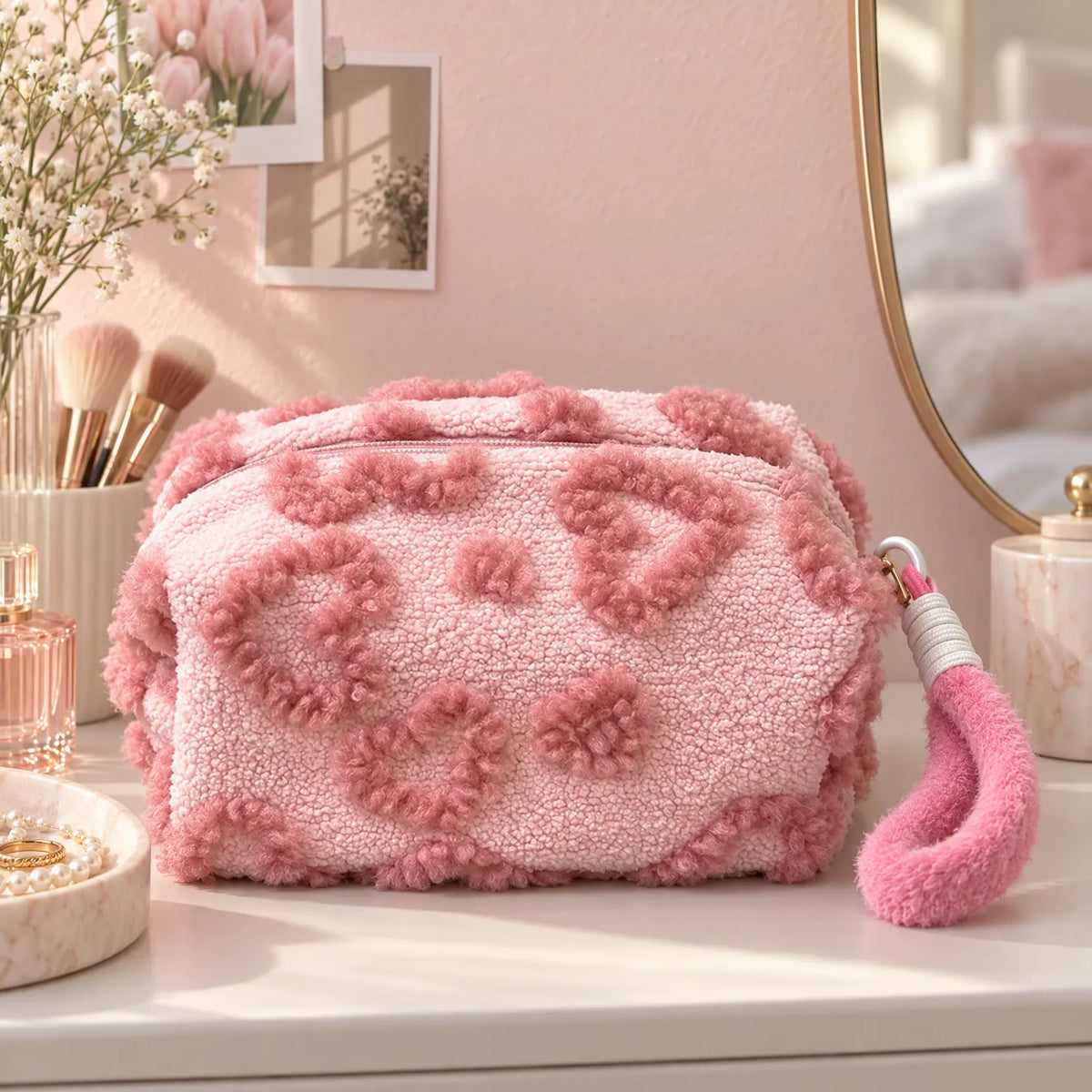 Plush Zippered Makeup Bag