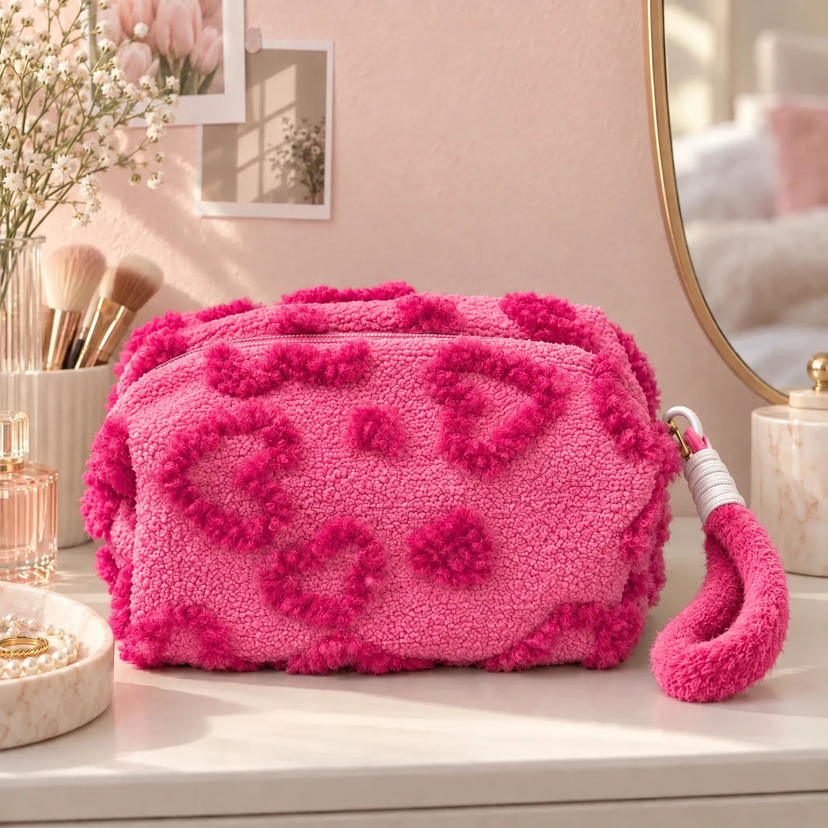 Plush Zippered Makeup Bag