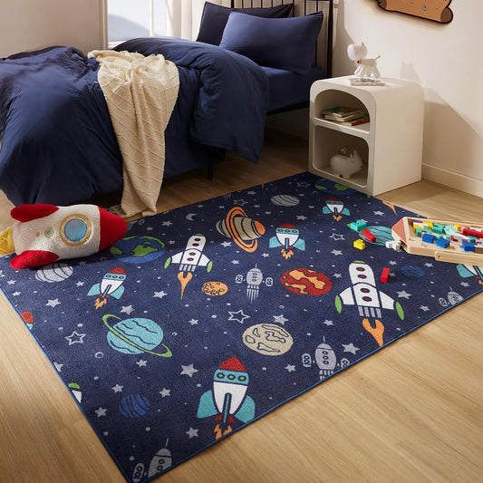 Polyester Space Print Play Mat for Kids Room Everyday Use | Taviora