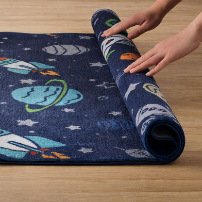 Polyester Space Print Play Mat for Kids Room Everyday Use | Taviora