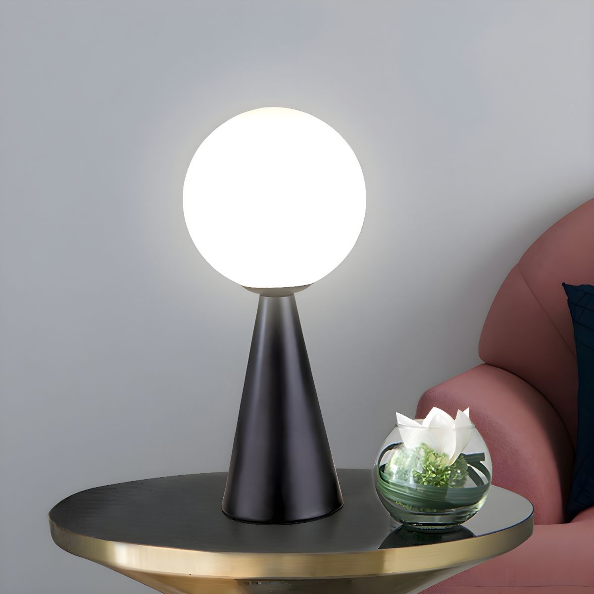 Postmodern Table Lamp with Glass Globe Shade | Krynexa