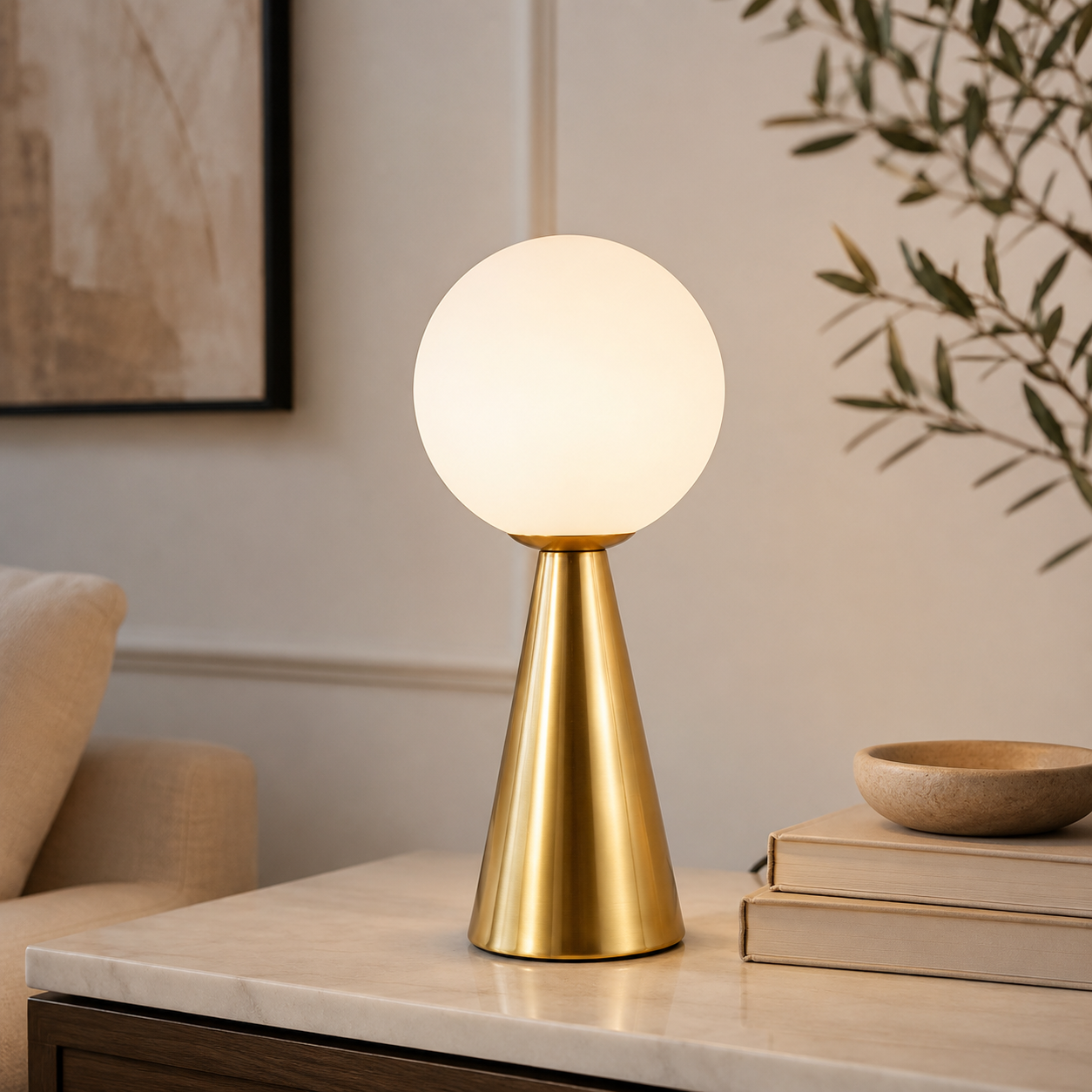 Postmodern Table Lamp with Glass Globe Shade | Krynexa