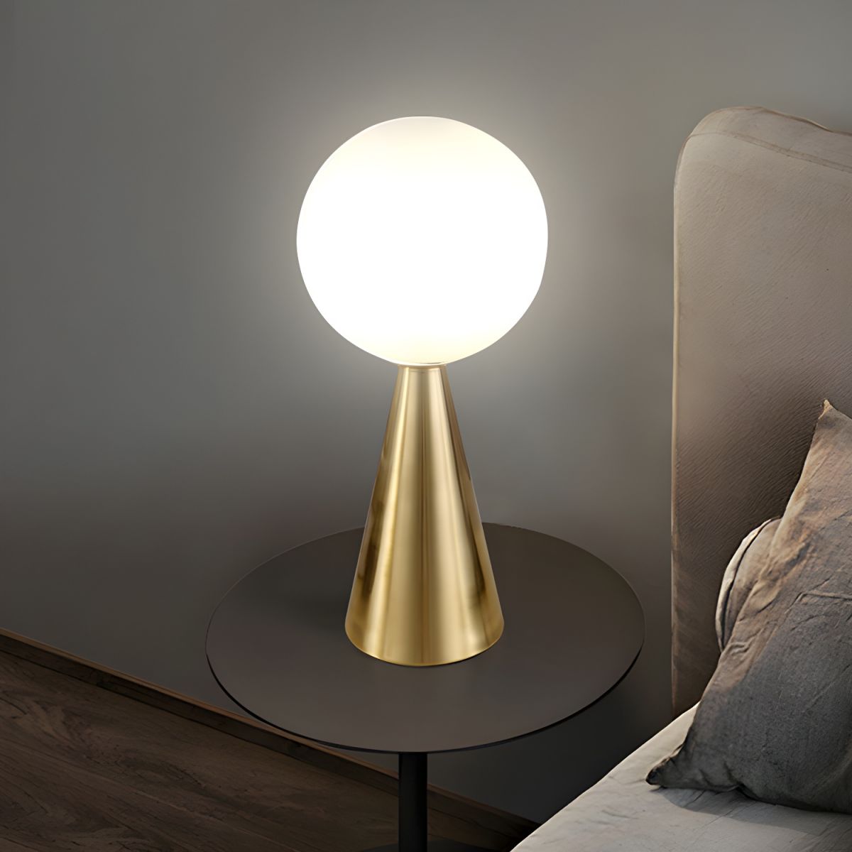 Postmodern Table Lamp with Glass Globe Shade | Krynexa