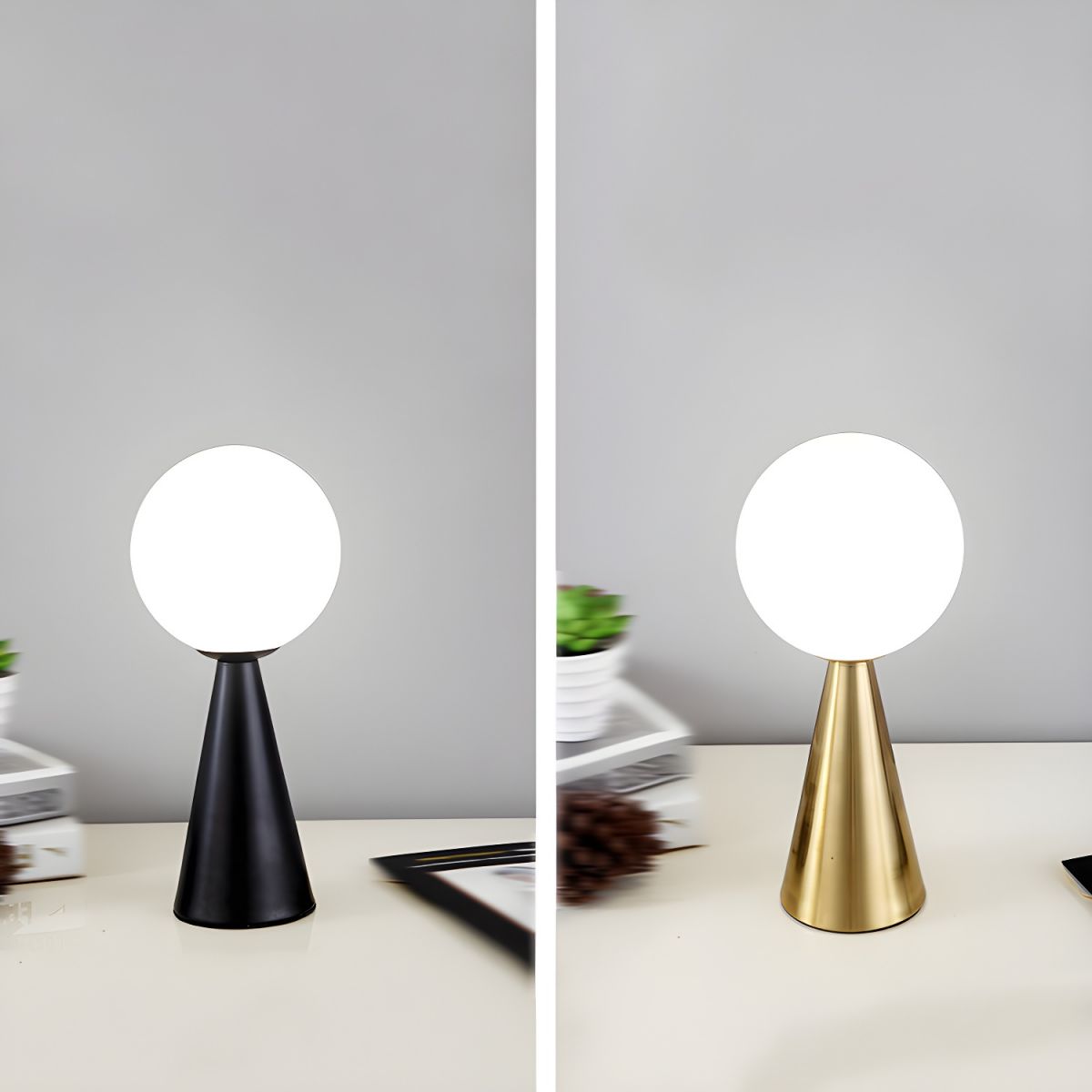 Postmodern Table Lamp with Glass Globe Shade | Krynexa