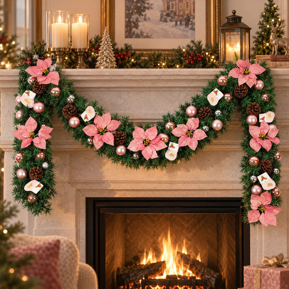 Pre-Lit Christmas Door Garland