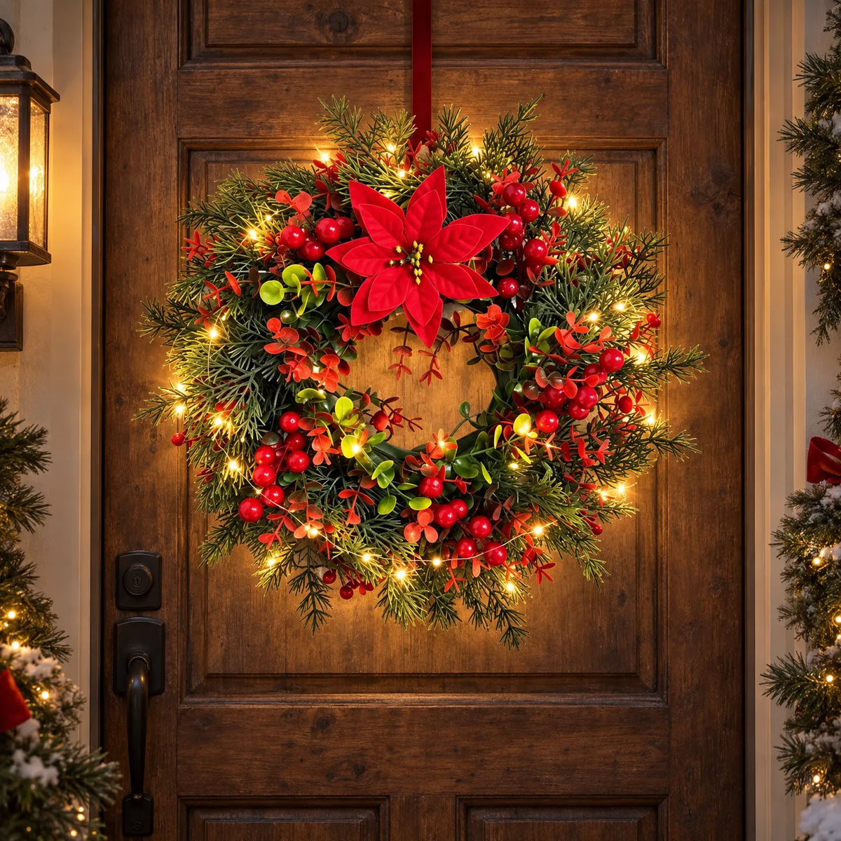 Pre-Lit Christmas Front Door Wreath