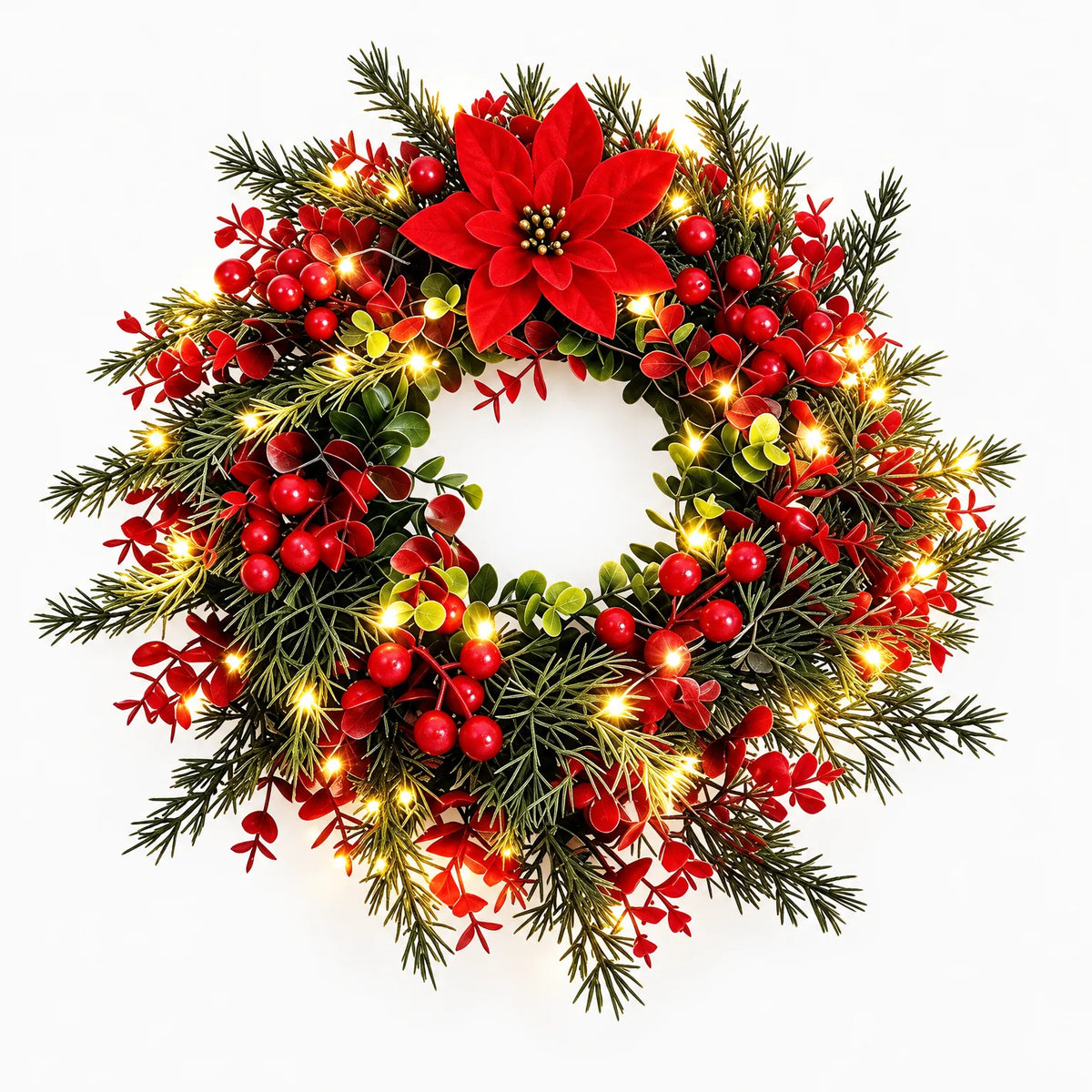 Pre-Lit Christmas Front Door Wreath