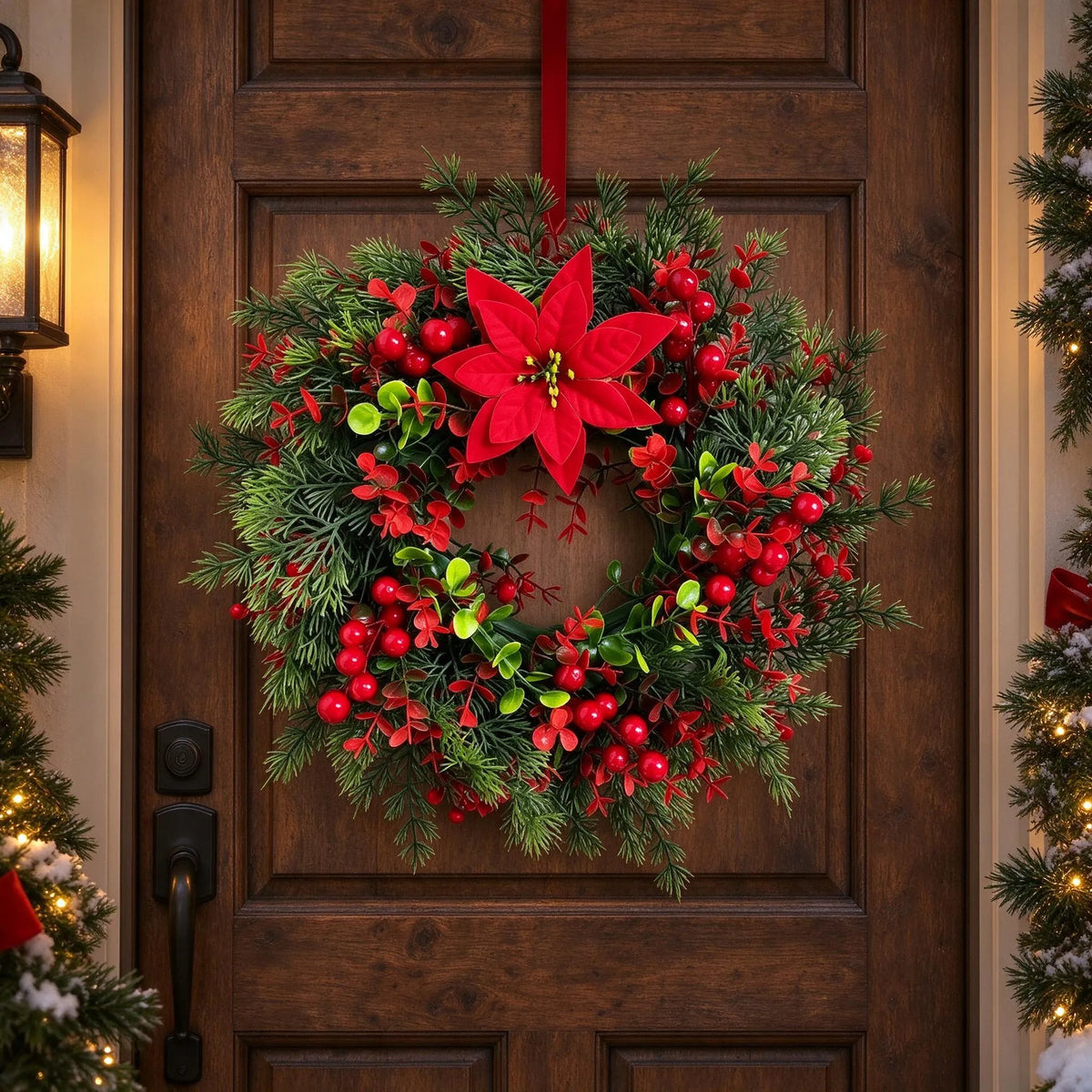 Pre-Lit Christmas Front Door Wreath
