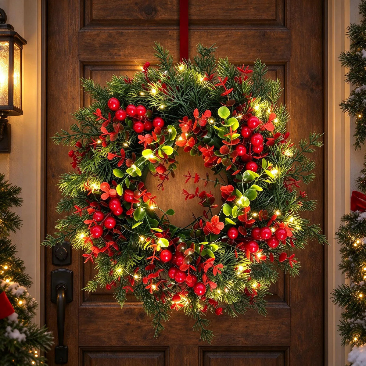 Pre-Lit Christmas Front Door Wreath