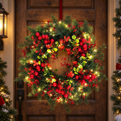 Pre-Lit Christmas Front Door Wreath