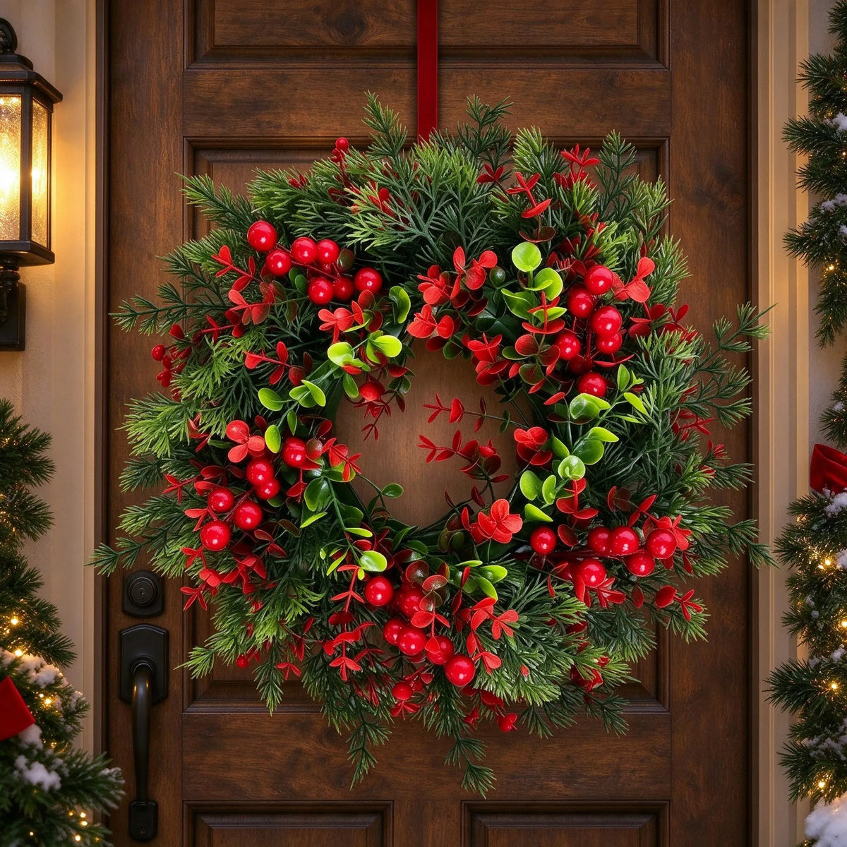 Pre-Lit Christmas Front Door Wreath