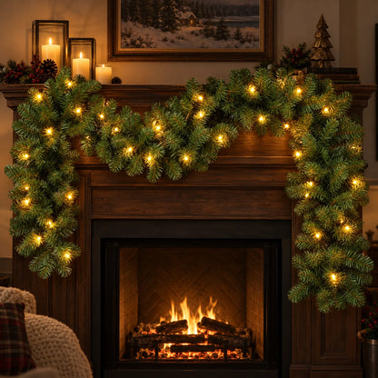 Pre-Lit Christmas Mantel Garland Decoration
