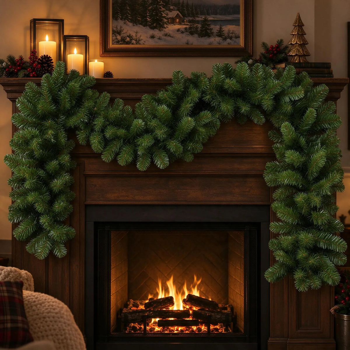 Pre-Lit Christmas Mantel Garland Decoration