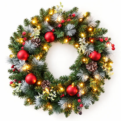 Pre Lit Christmas Front Door Wreath