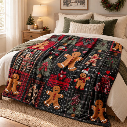 Printed Gingerbread Tree Christmas Throw Blanket