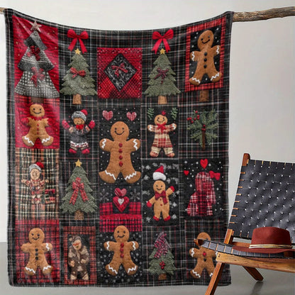 Printed Gingerbread Tree Christmas Throw Blanket