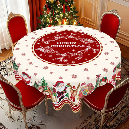 Printed Round Holiday Tablecloth