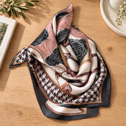 Printed Simulated Silk Square Scarf