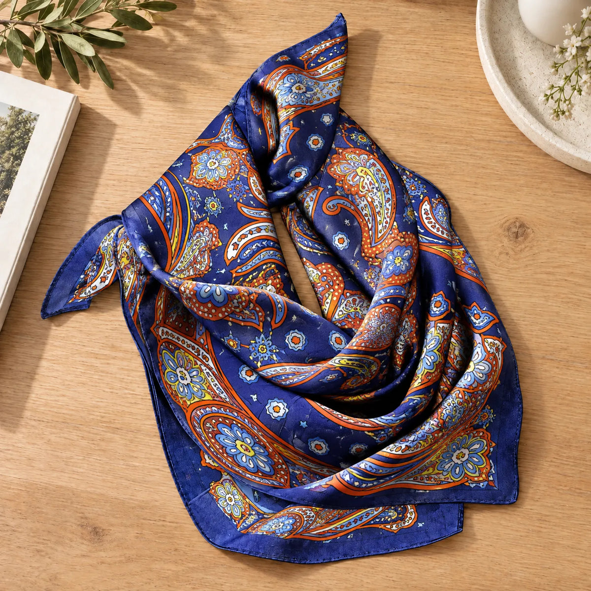Printed Simulated Silk Square Scarf