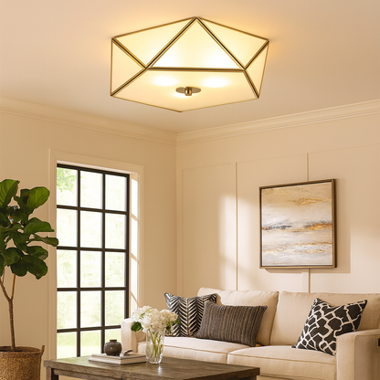 Prismatic Frosted Glass Vintage Flush Mount Light | Jolqen