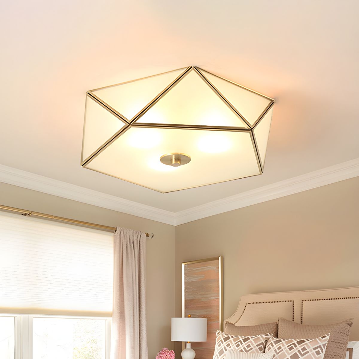 Prismatic Frosted Glass Vintage Flush Mount Light | Jolqen
