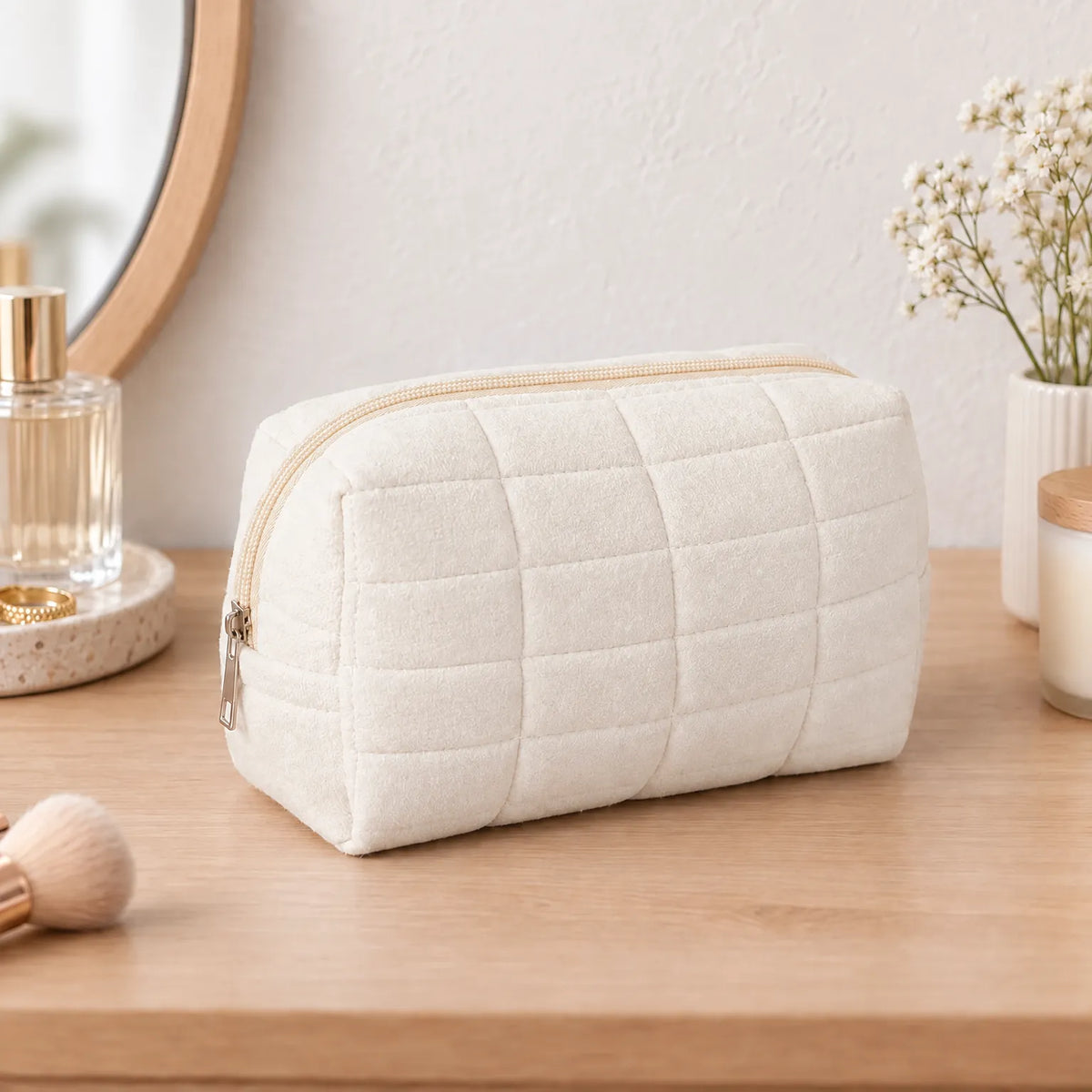Quilted Travel Makeup Storage Bag