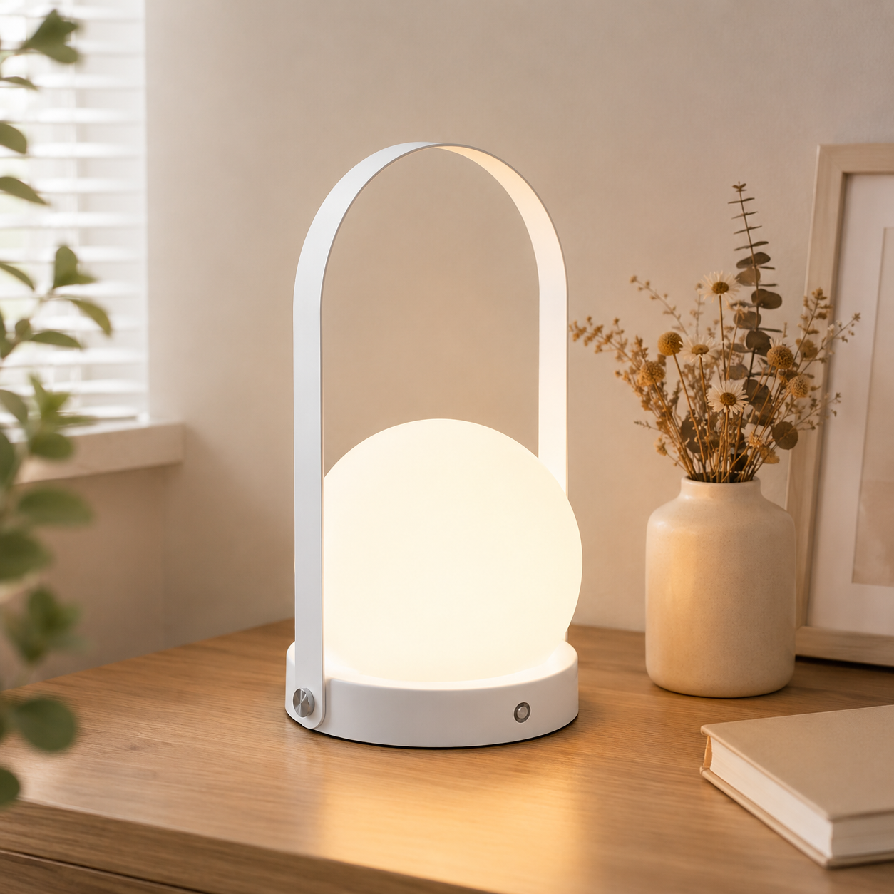 Rechargeable LED Glass Globe Table Lamp Modern Style | Xanvero