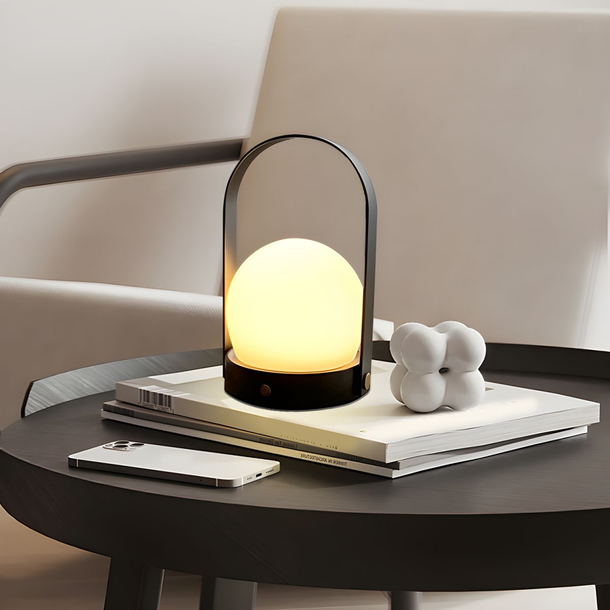 Rechargeable LED Glass Globe Table Lamp Modern Style | Xanvero