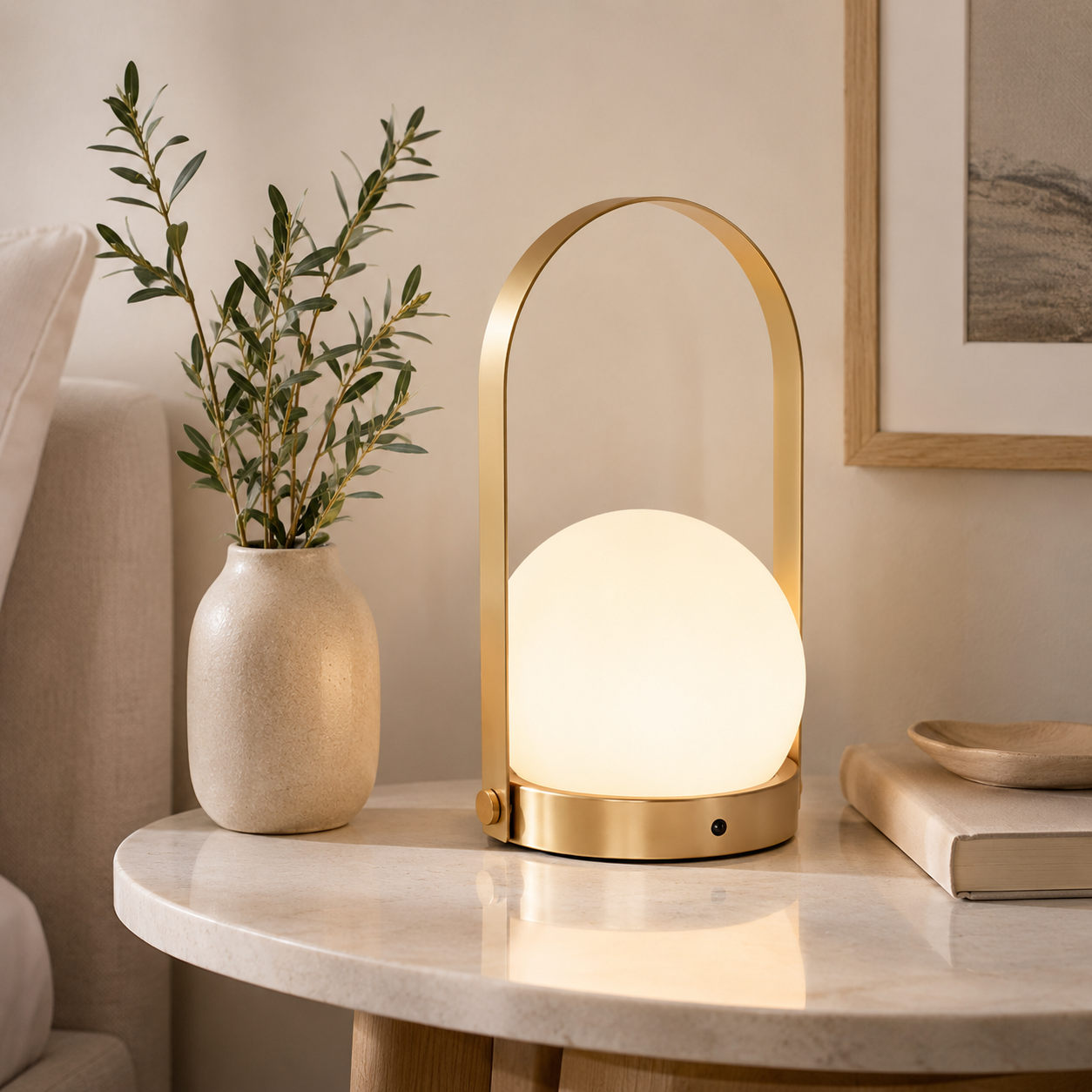 Rechargeable LED Glass Globe Table Lamp Modern Style | Xanvero