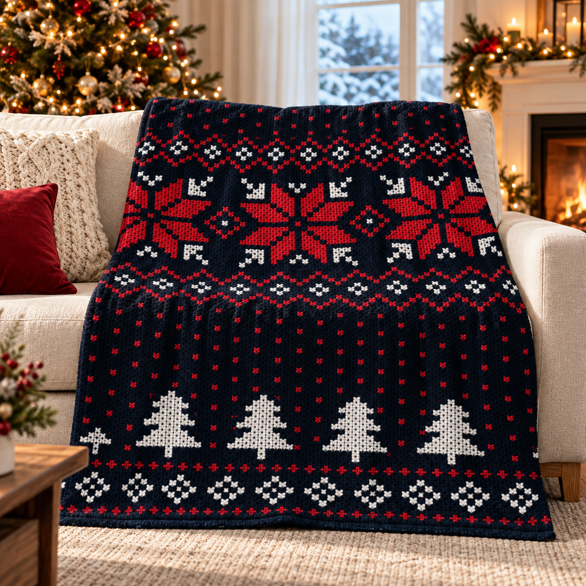 Rectangular Christmas Accent Throw Blanket