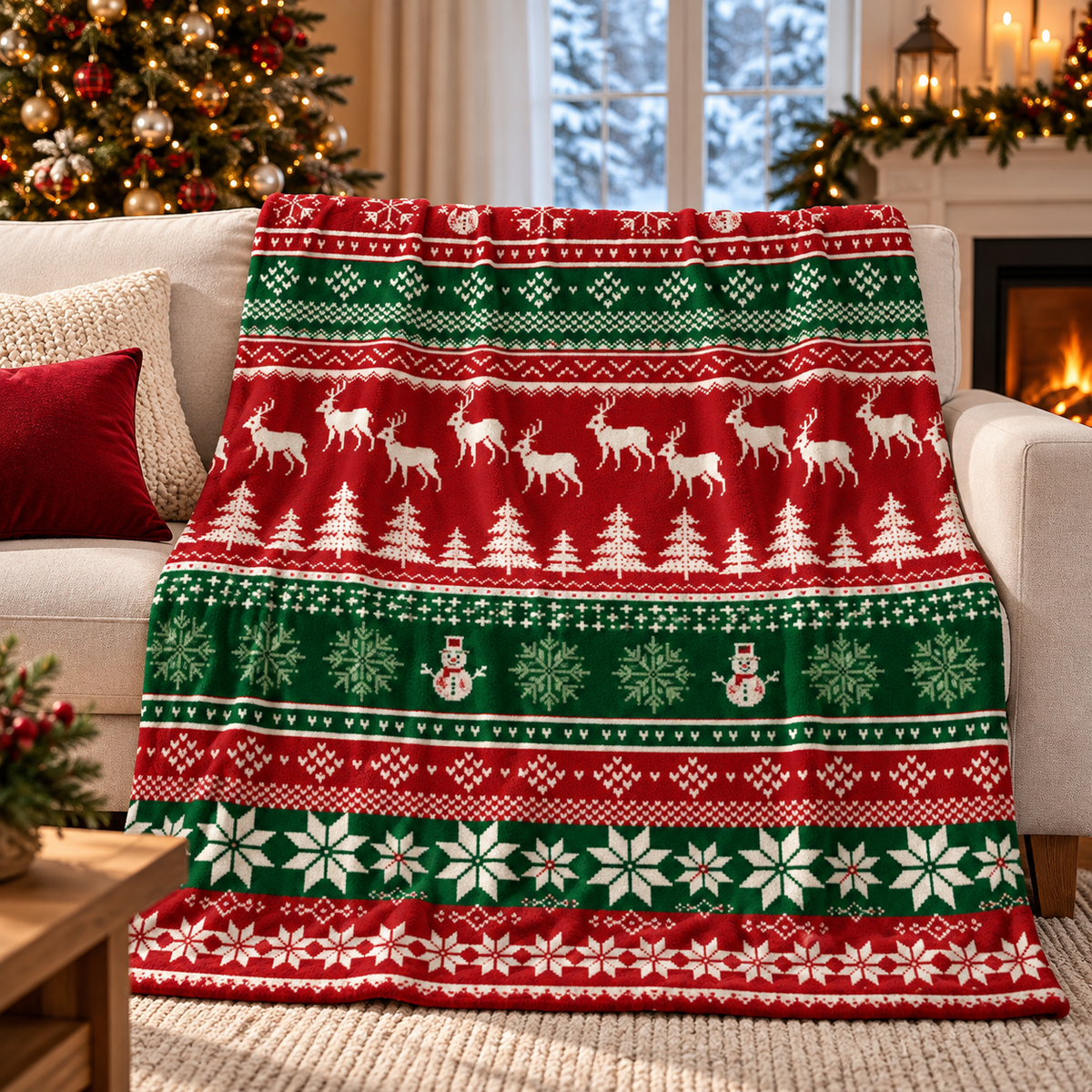 Rectangular Christmas Accent Throw Blanket