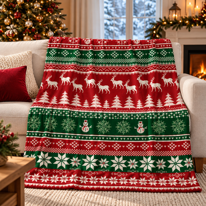 Rectangular Christmas Accent Throw Blanket