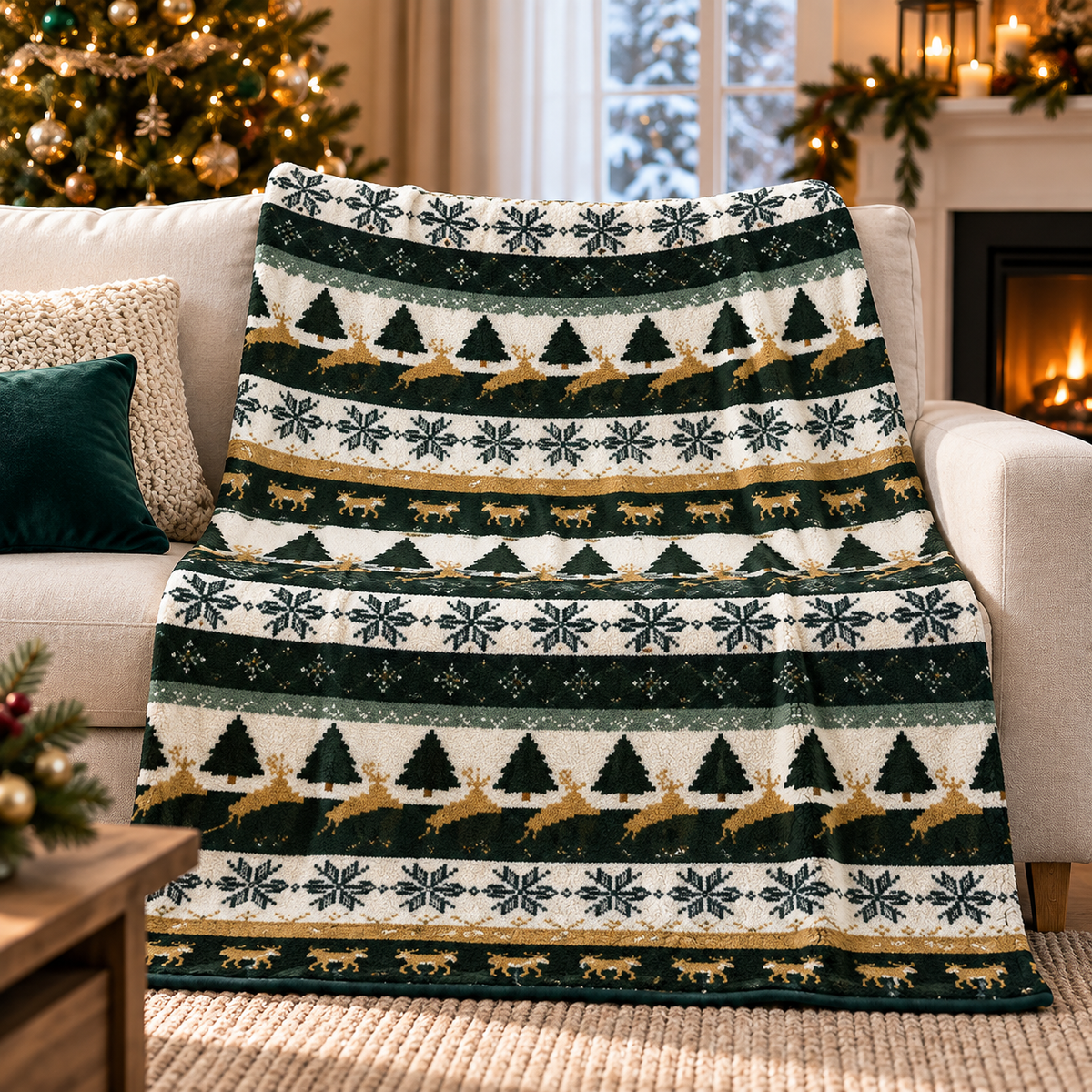 Rectangular Christmas Accent Throw Blanket