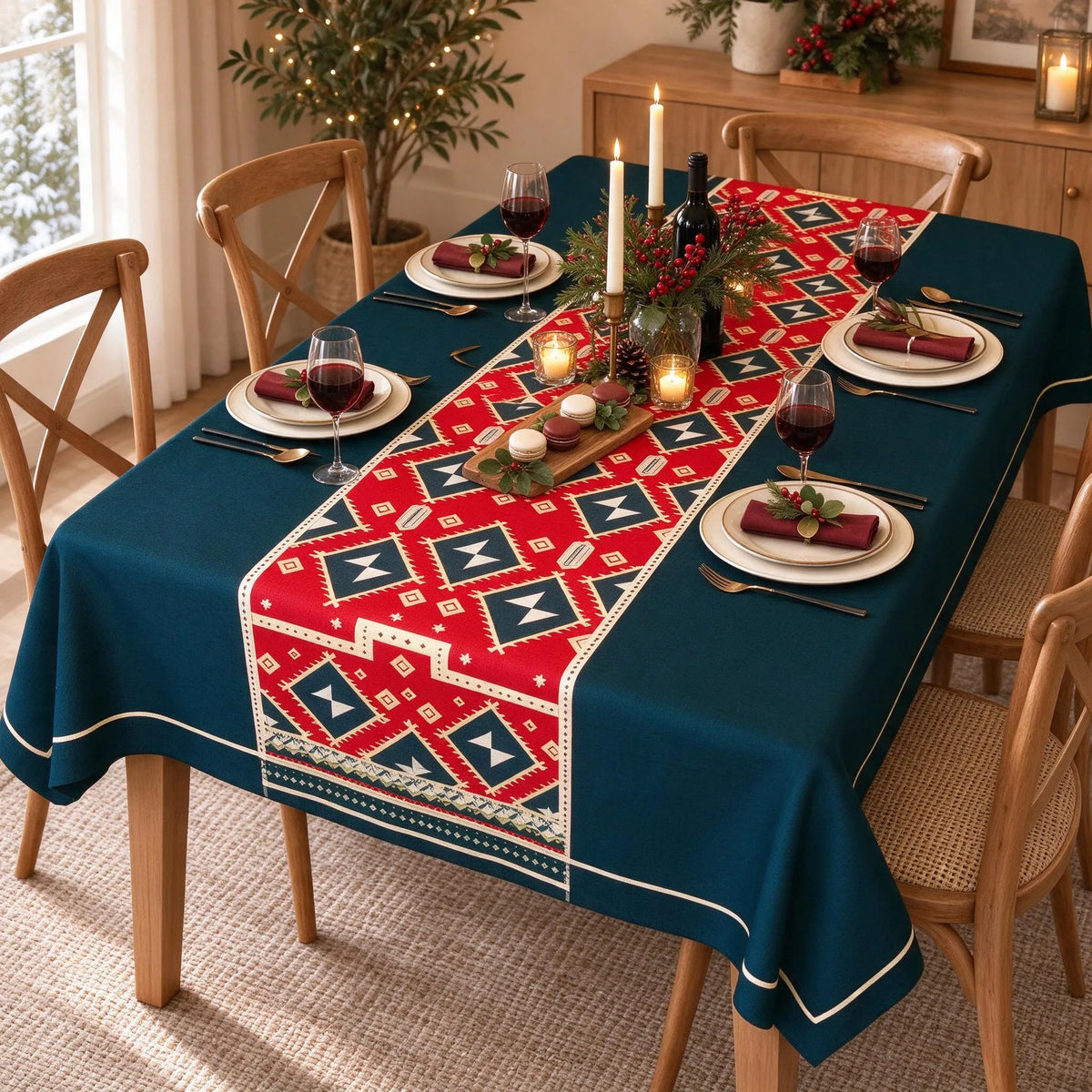 Rectangular Christmas Holiday Tablecloth Cover