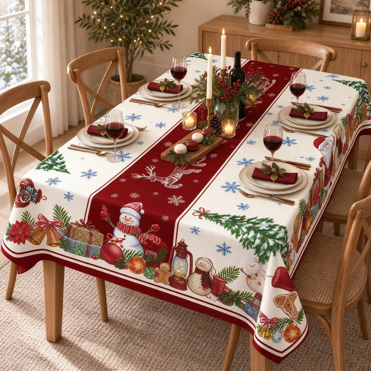 Rectangular Christmas Holiday Tablecloth Cover