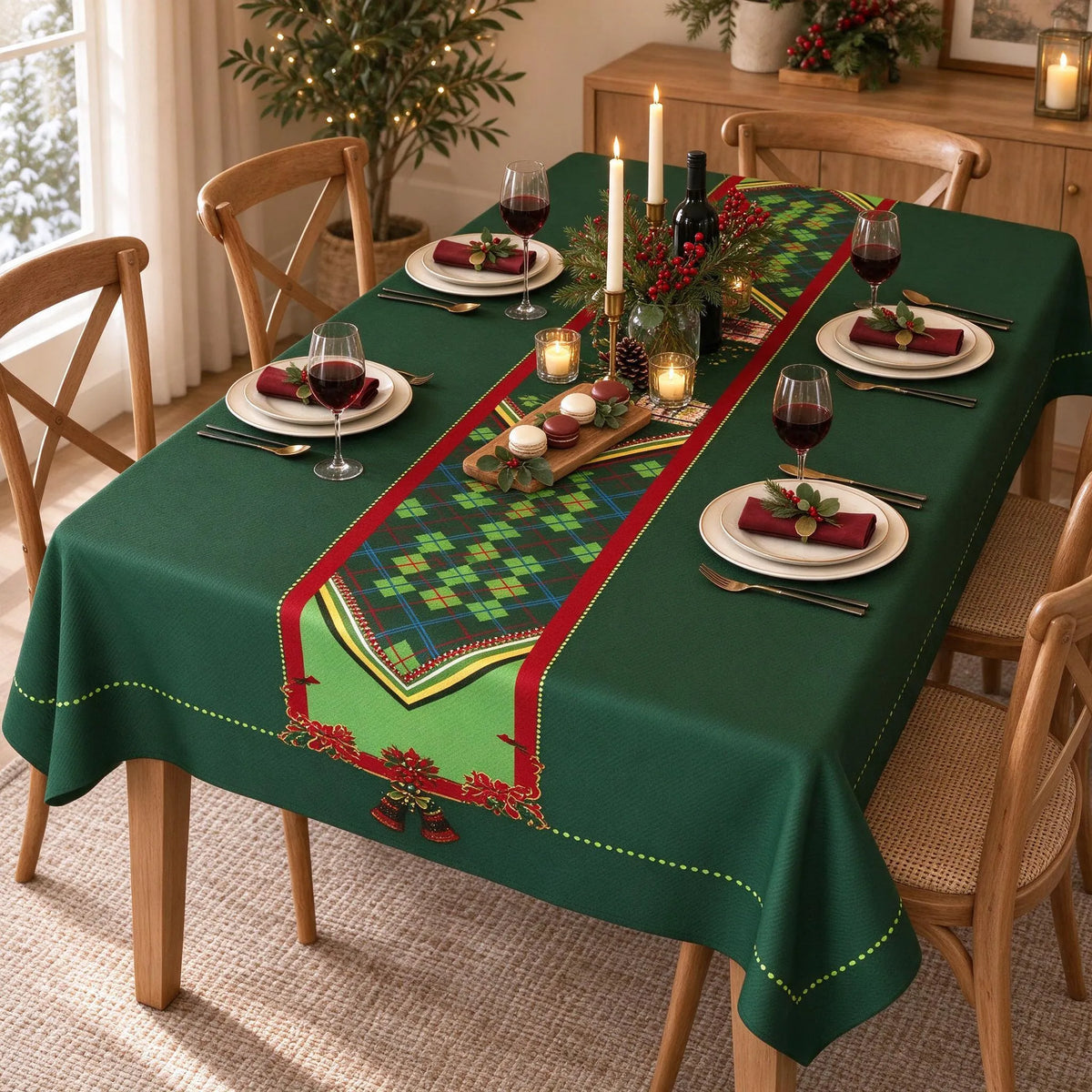 Rectangular Christmas Holiday Tablecloth Cover