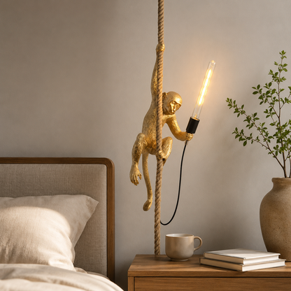 Resin Monkey Pendant Light Art Deco Interior Accent | Xorvica