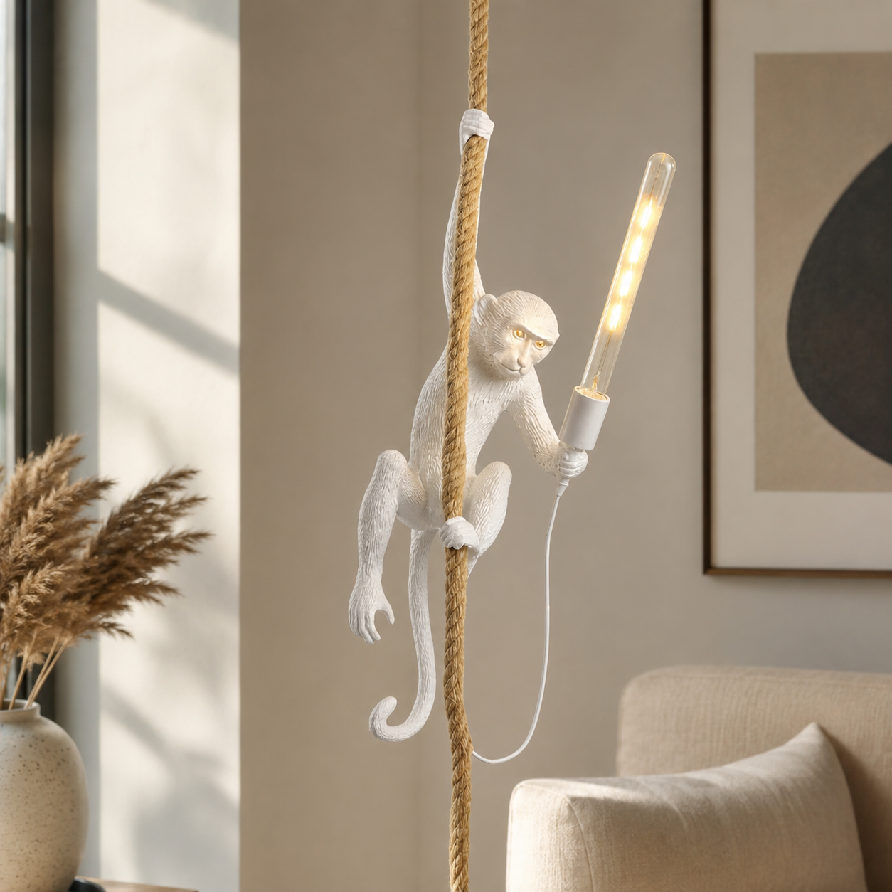 Resin Monkey Pendant Light Art Deco Interior Accent | Xorvica