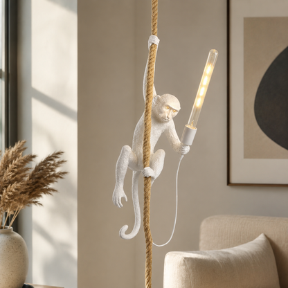 Resin Monkey Pendant Light Art Deco Interior Accent | Xorvica