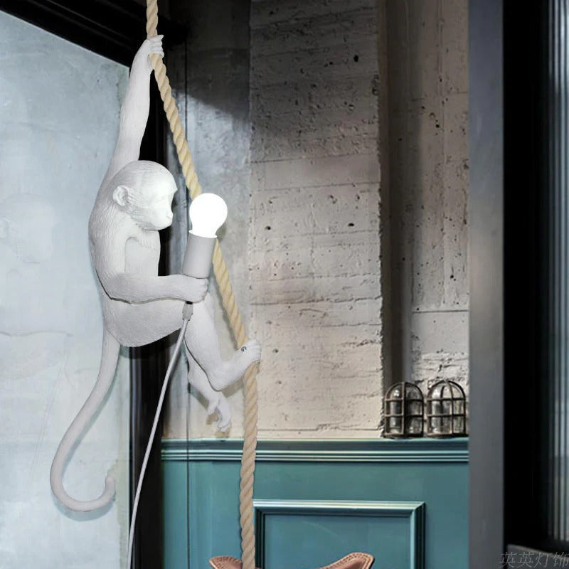 Resin Monkey Pendant Light Art Deco Interior Accent | Xorvica