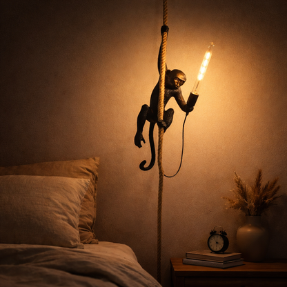 Resin Monkey Pendant Light Art Deco Interior Accent | Xorvica