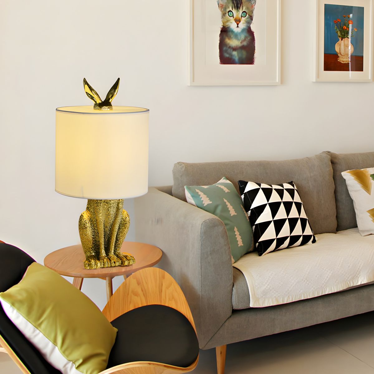 Resin Rabbit Table Lamp Nordic Art Deco Style | Qunvexa
