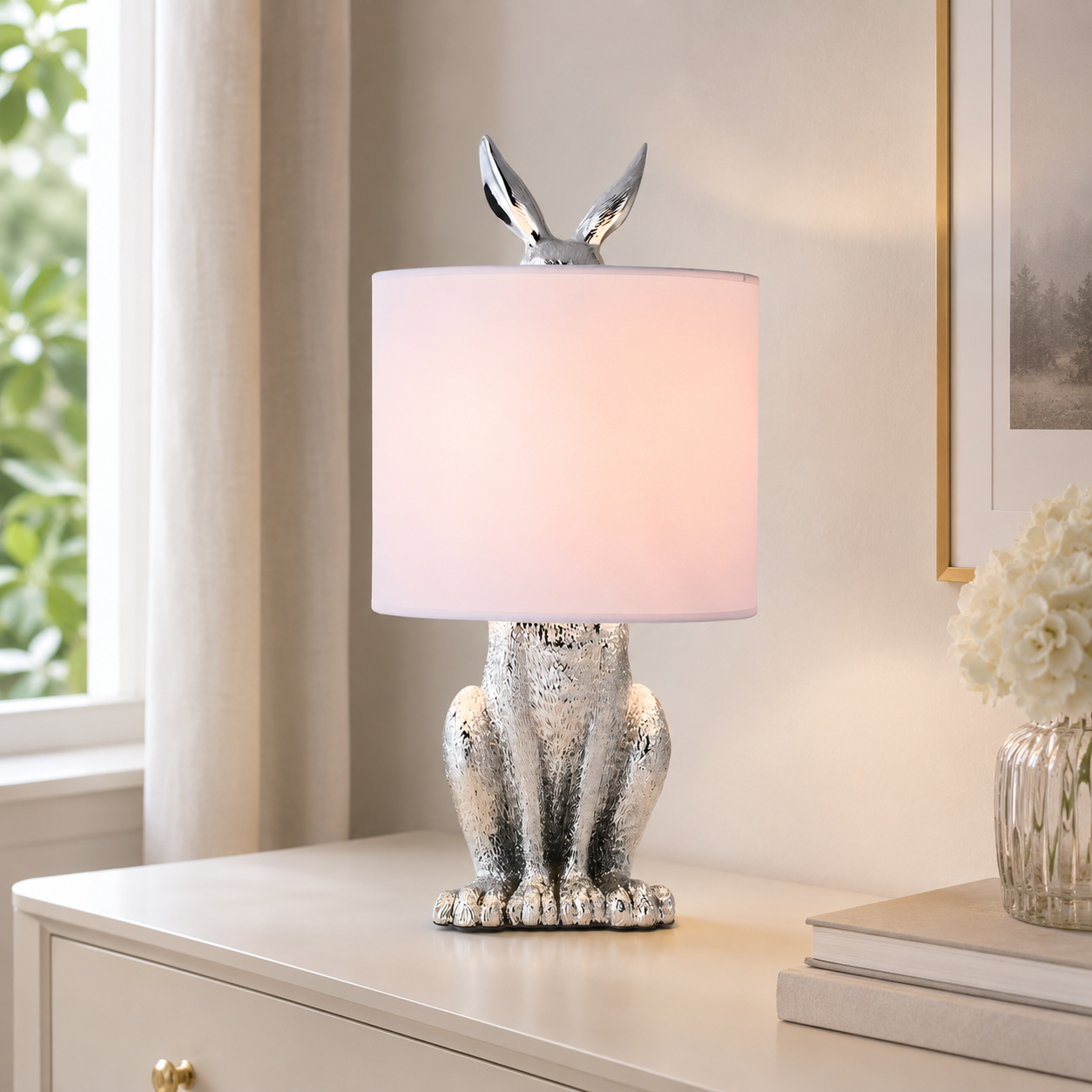 Resin Rabbit Table Lamp Nordic Art Deco Style | Qunvexa