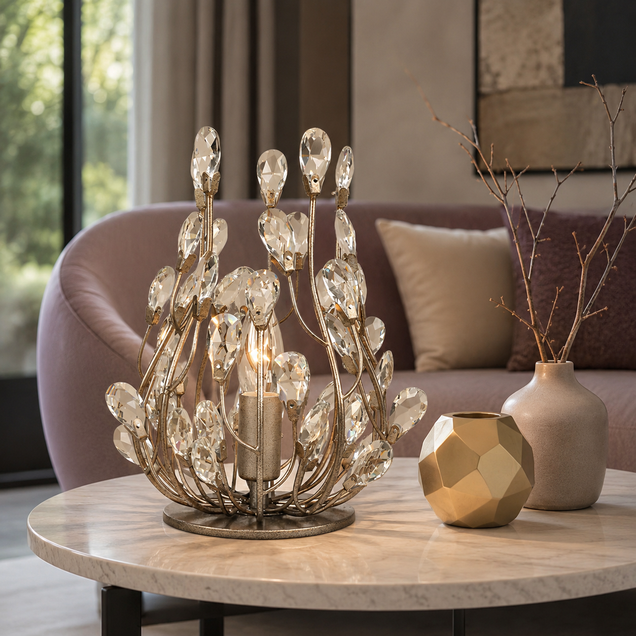 Retro Crystal Accent Table Lamp for Modern Interiors | Zeltrio